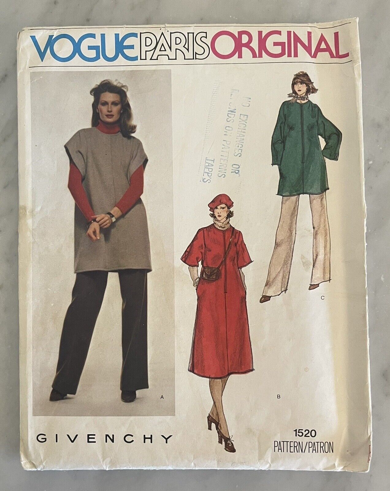 RARE Vintage ORIGINAL Vogue Paris Original GIVENCHY Pattern 1520