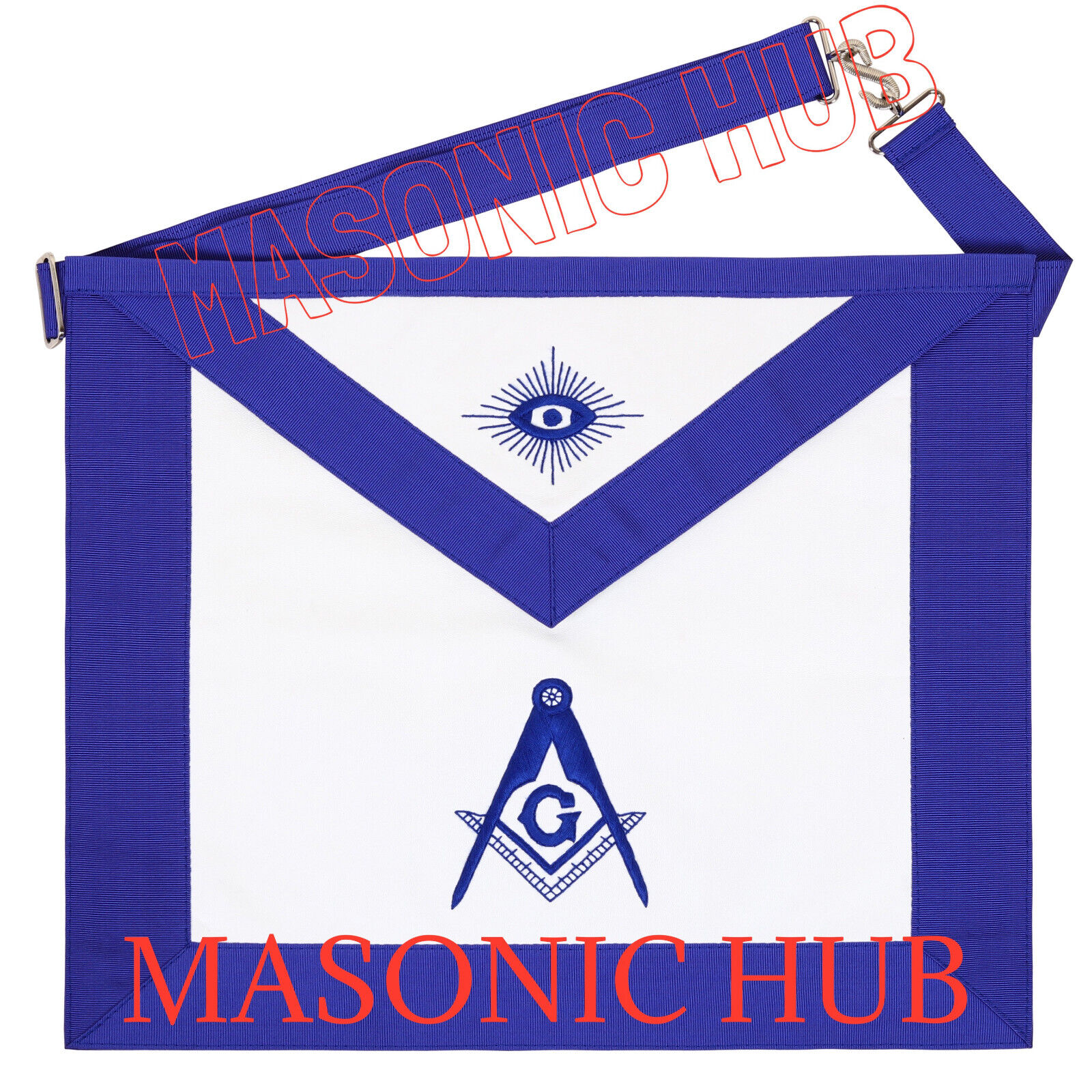Handmade 100% Lambskin Blue Lodge Apron with Compass and Square for Freemasonry