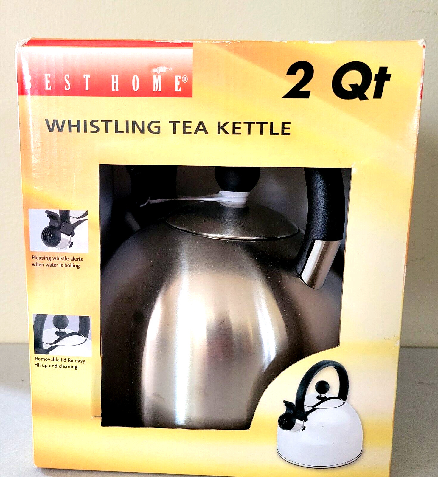 Best Home Stainless Steel Whistling Tea Kettle 2 Qt  (1.9L) Hinged Spout and Lid