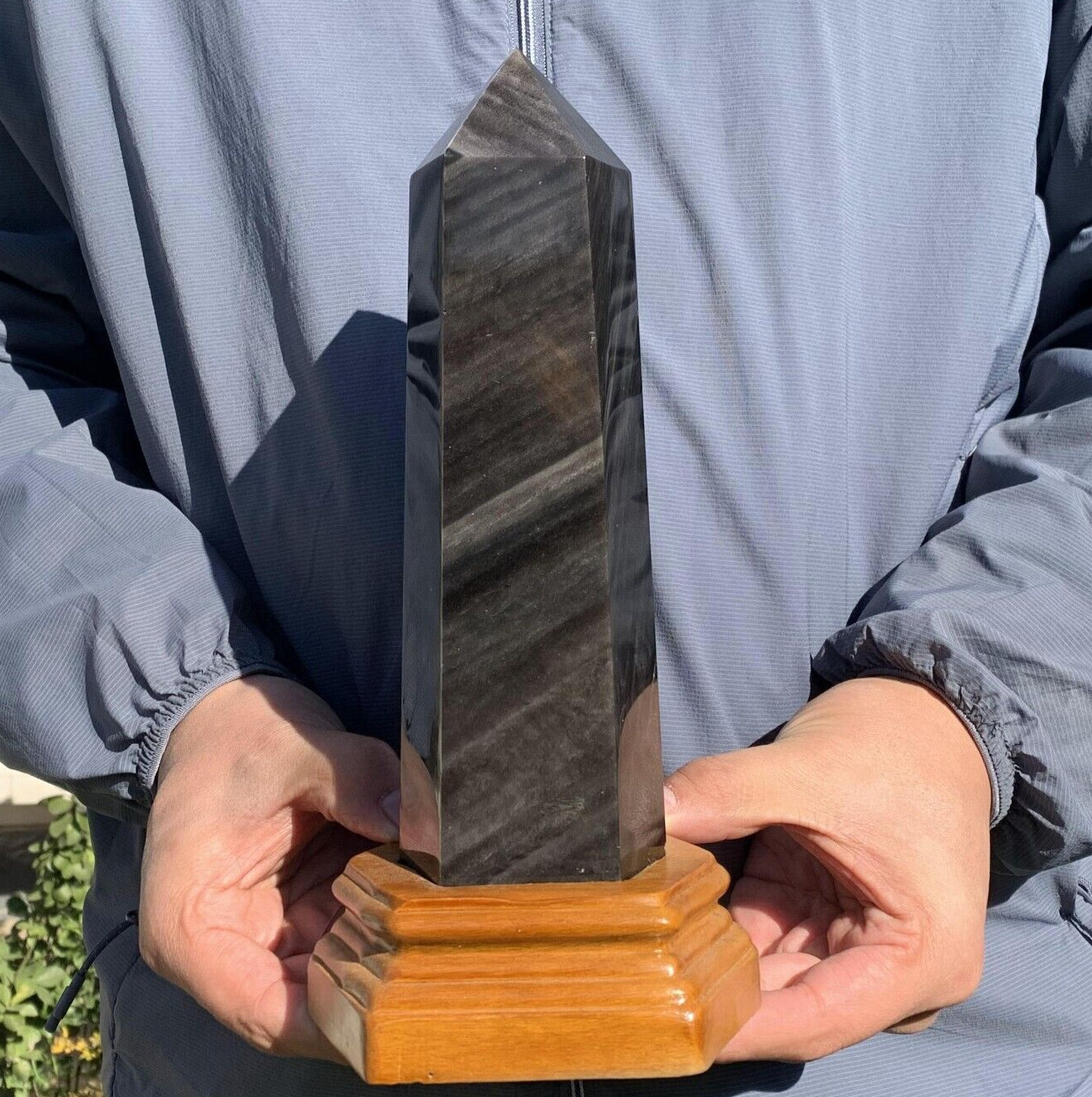 1290g Natural Silver Obsidian Tower Obelisk Point Mineral Crystal Healing