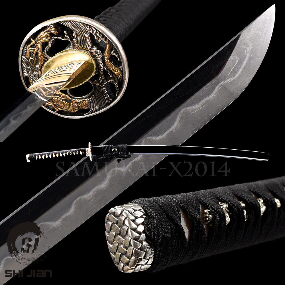 Real Silver Dragon Katana Kobuse Clay Tempered Folded T10 Japanese Samurai Sword