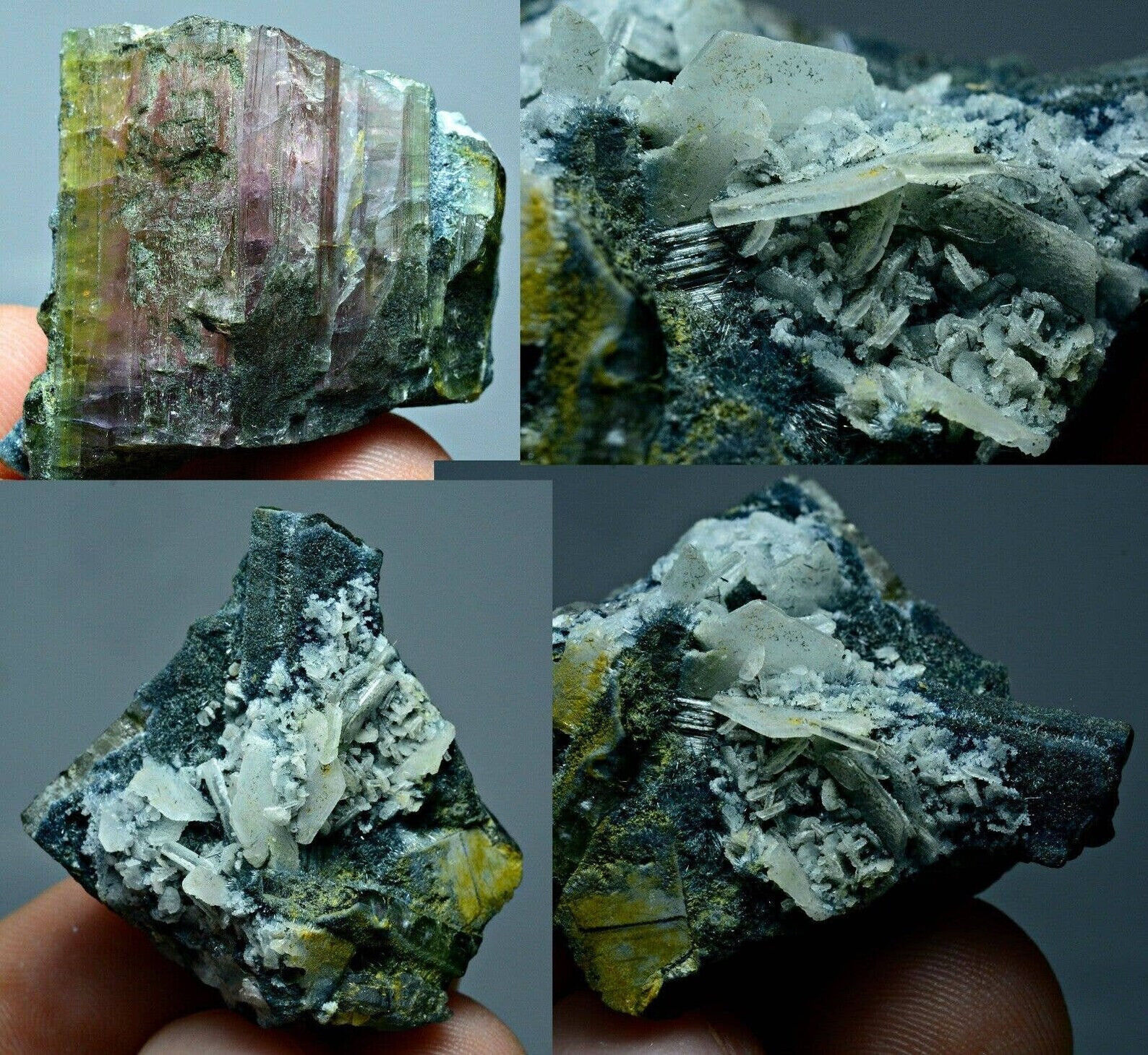 91 Carat Rare Beryl Var VOROBYEVITE (Rosterite) Crystals On Tourmaline Crystal
