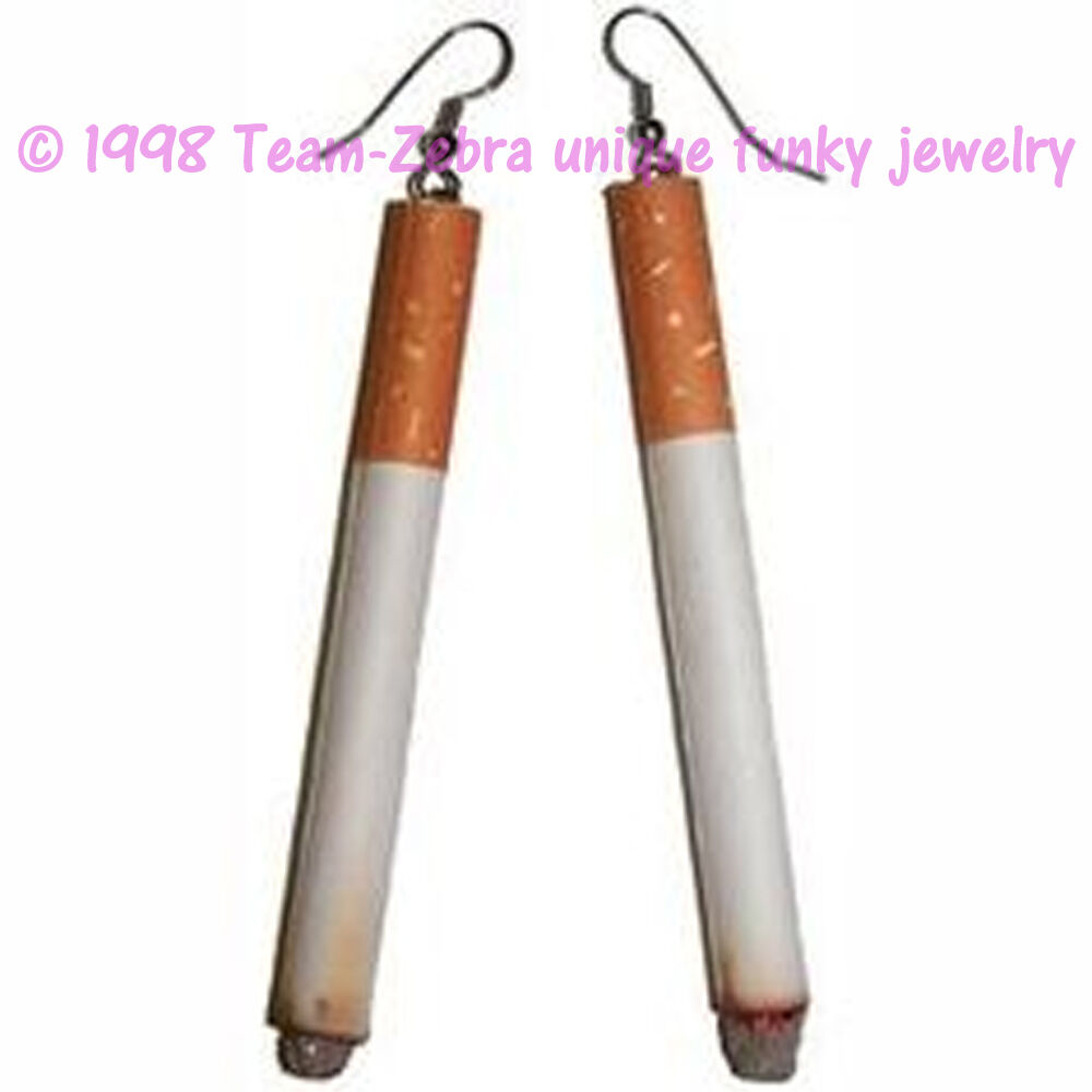 Realistic CIGARETTES FUNKY EARRINGS Smoker Anti-Smoking Novelty Costume Jewelry