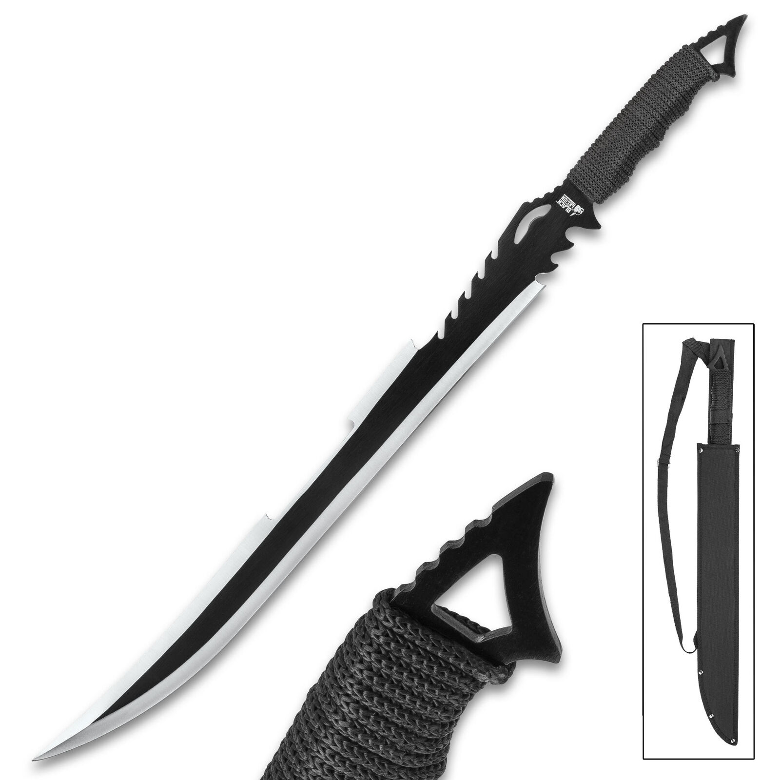 Full Tang Black Stealth Tactical Ninja Sword Katana Machete Samurai with Sheath