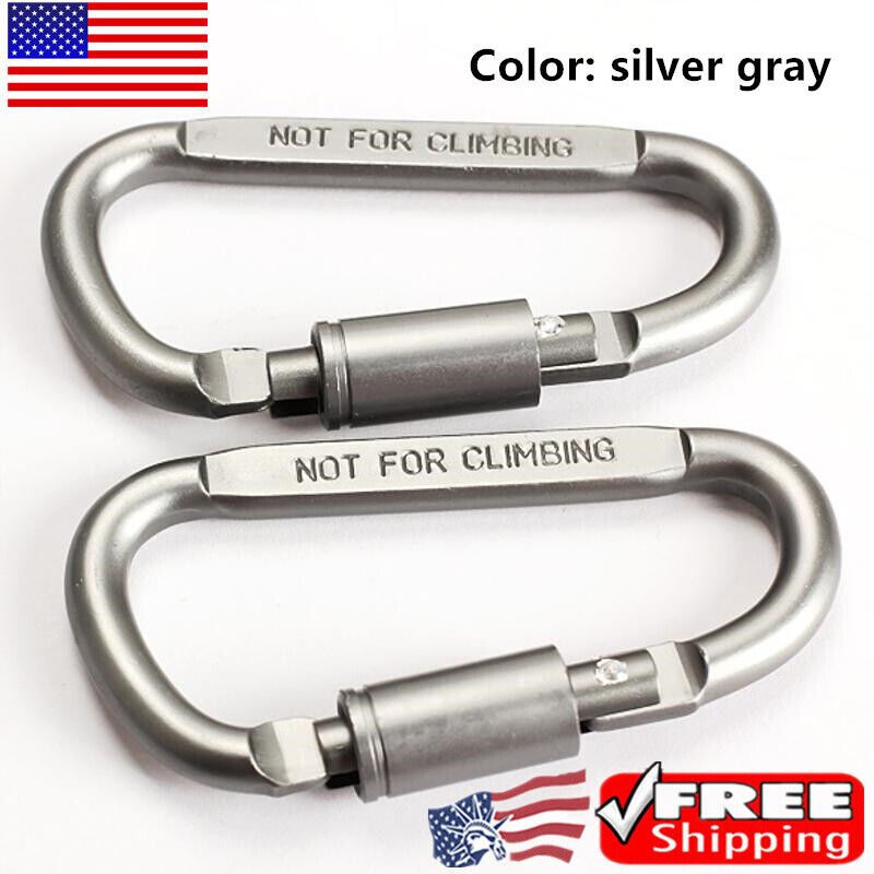 10PCS High Quality Thick 8CM D-type Aluminum Knapsack Buckle with Lock Keychains