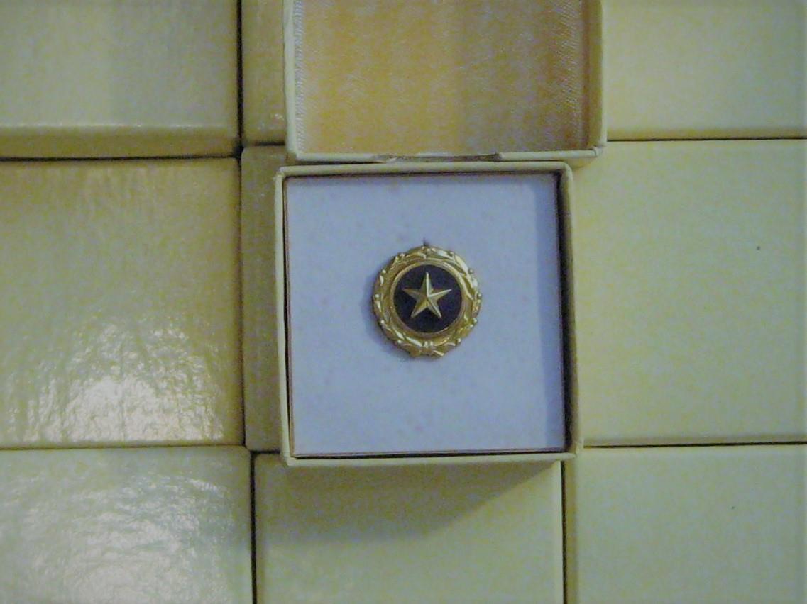 Gold Star Pin, dated (1 August 1947) Gold Star Lapel pin in Box