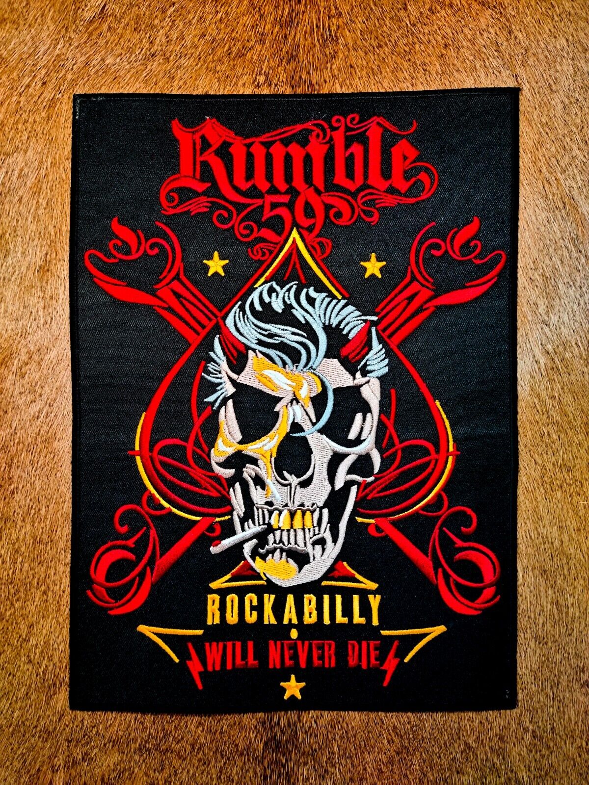 Large Rumble 59 Rockabilly Will Never Die Skull Rock And Roll Old School Patch
