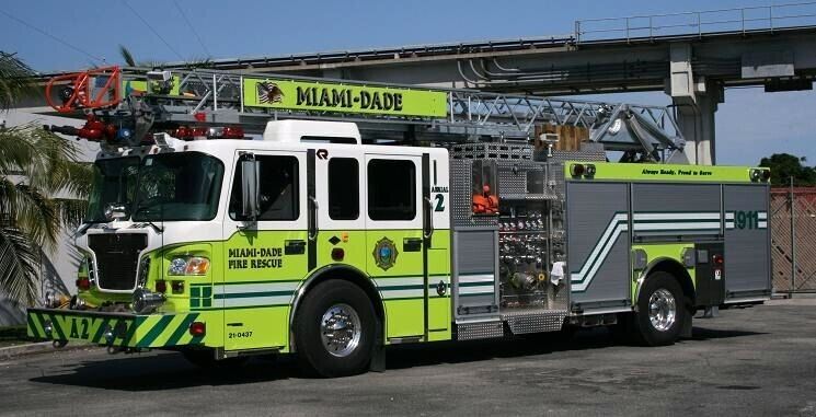 Miami Dade Fire Rescue, FL Spartan/Rosenbauer Aerial 2  fire apparatus photo 4x6