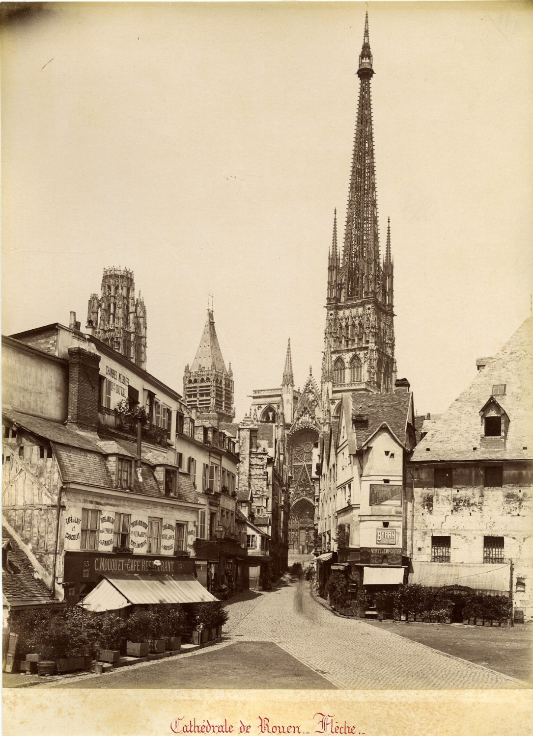 France, Rouen Cathedral France. Vintage Albumen Print. Albumin Print  