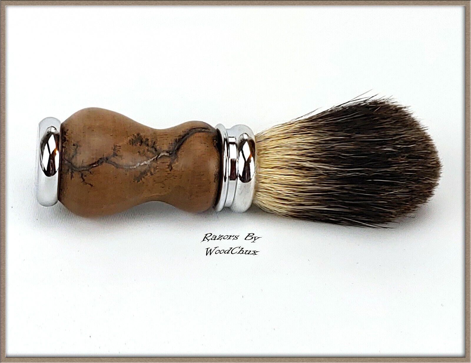 Handmade Black Walnut Wood Silver Badger Hair Shaving Brush Wood USA 280