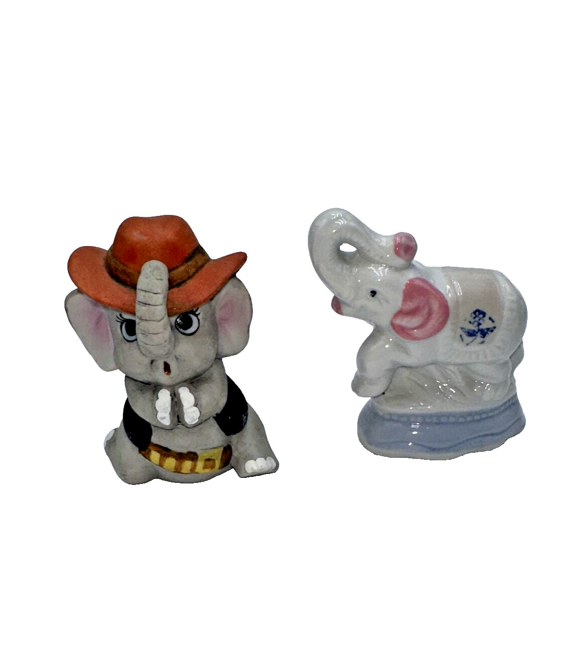Lot Of 2 Unique Vintage Ceramic Lucky Elephants, Estate Pieces