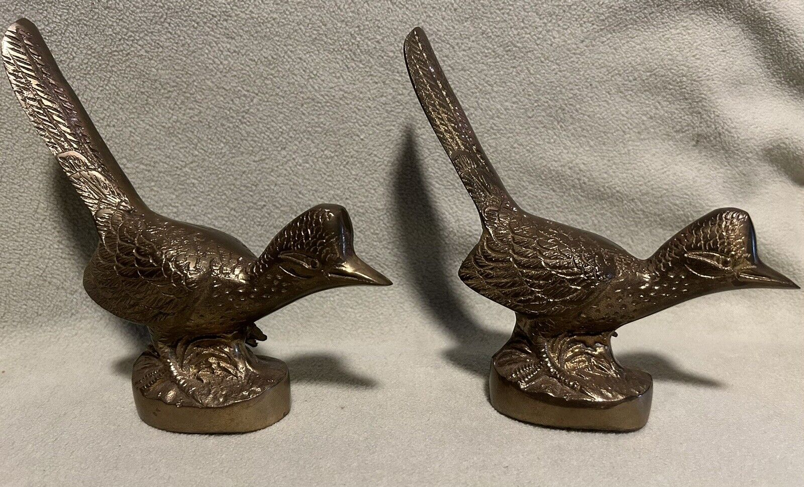 2 Vintage Brass Road Runner 6” Bird Sculptures