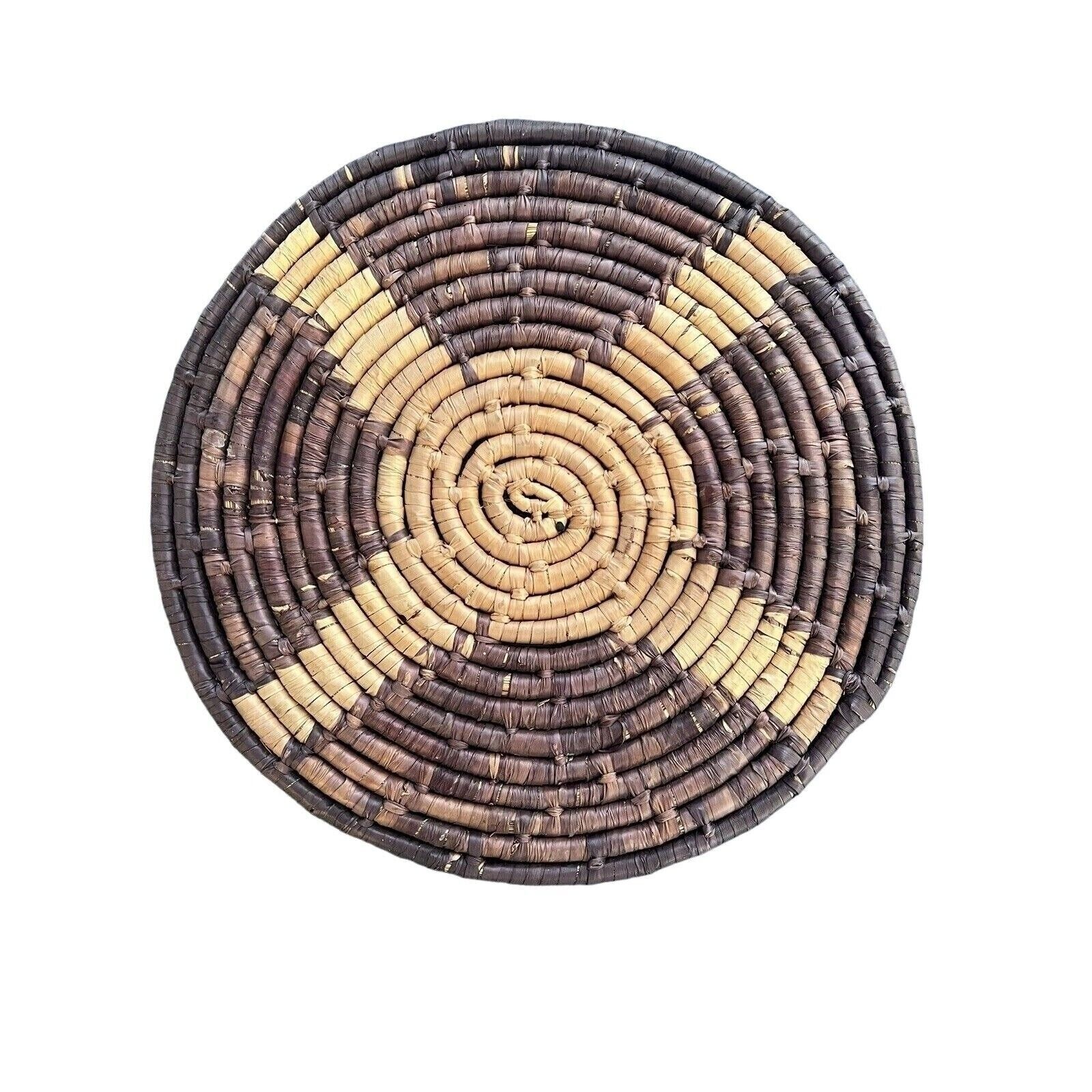 Vintage Large Woven Handmade Coil Bowl Basket Wall Decoration 13” Southwest