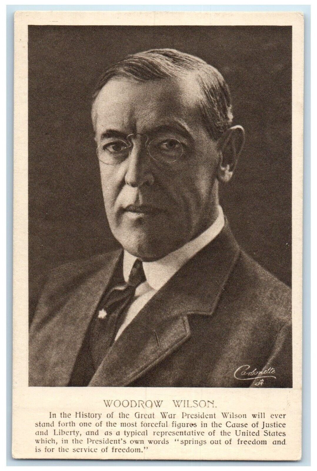 c1910's Great War President Woodrow Wilson Tuck's Unposted Antique Postcard