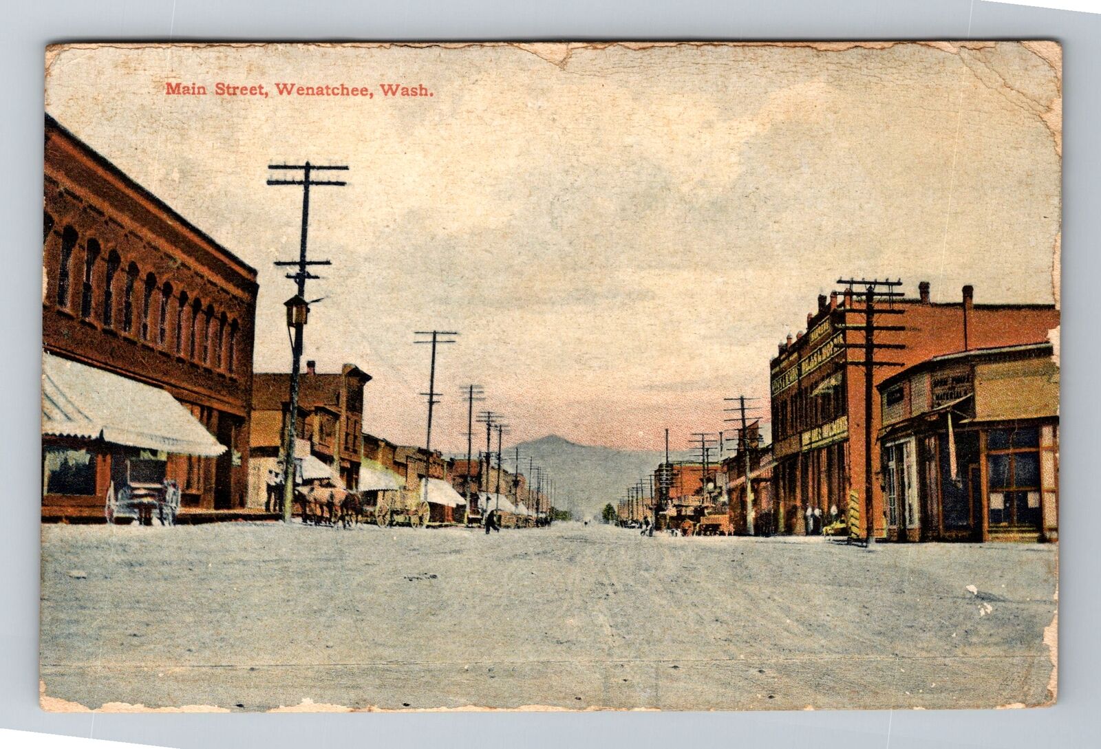 Wenatchee WA-Washington, Main Street, Advertising, Vintage c1963 Postcard