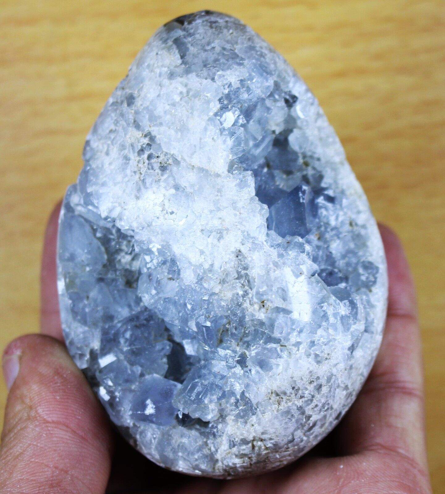 485g Rare Top Grade Gorgeous Sky Blue Celestite Egg Geode Rough Reiki Crystal