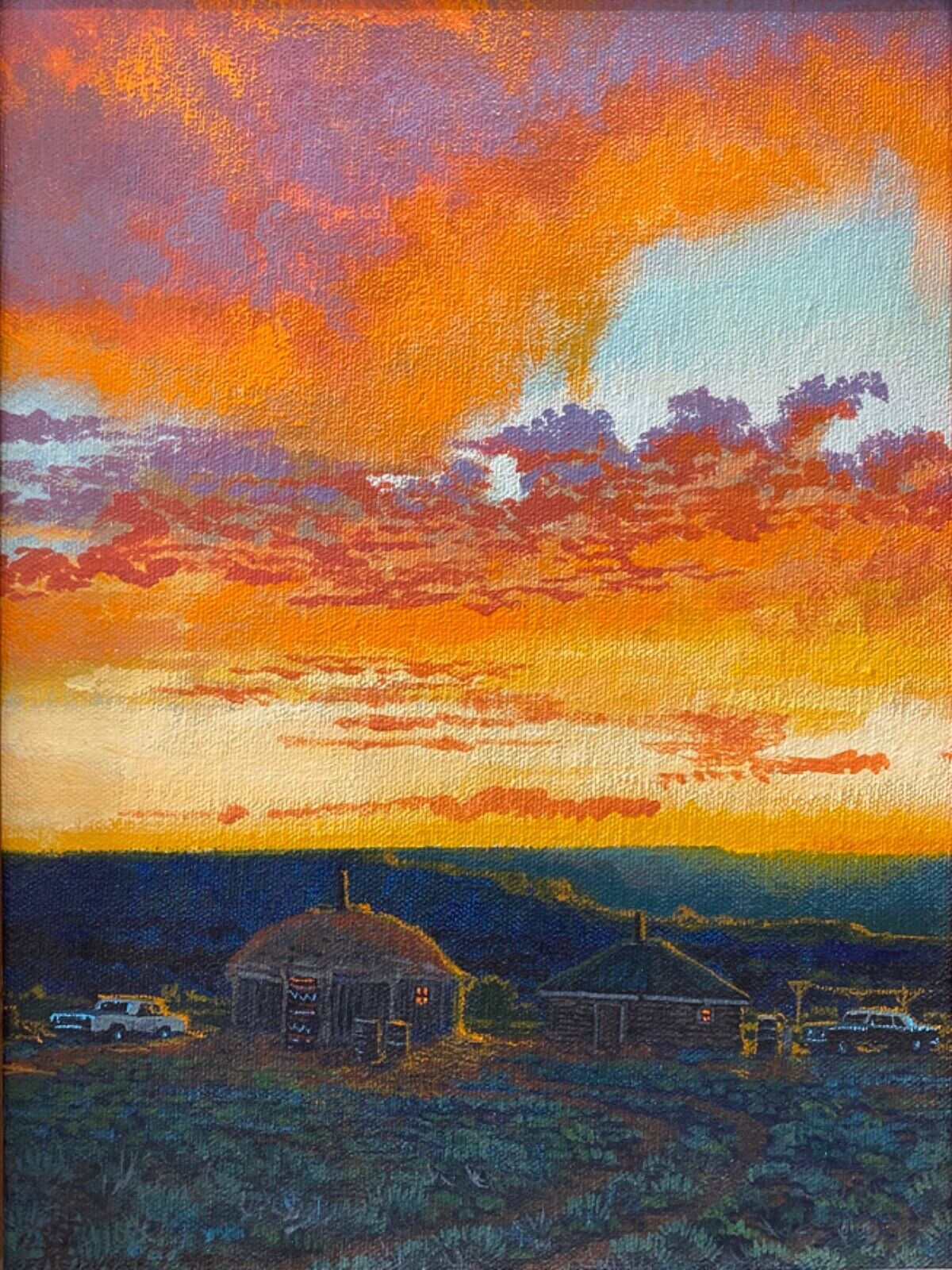 🔥 Fine Arizona Native American Navajo Landscape Oil Painting, REDWING NEZ