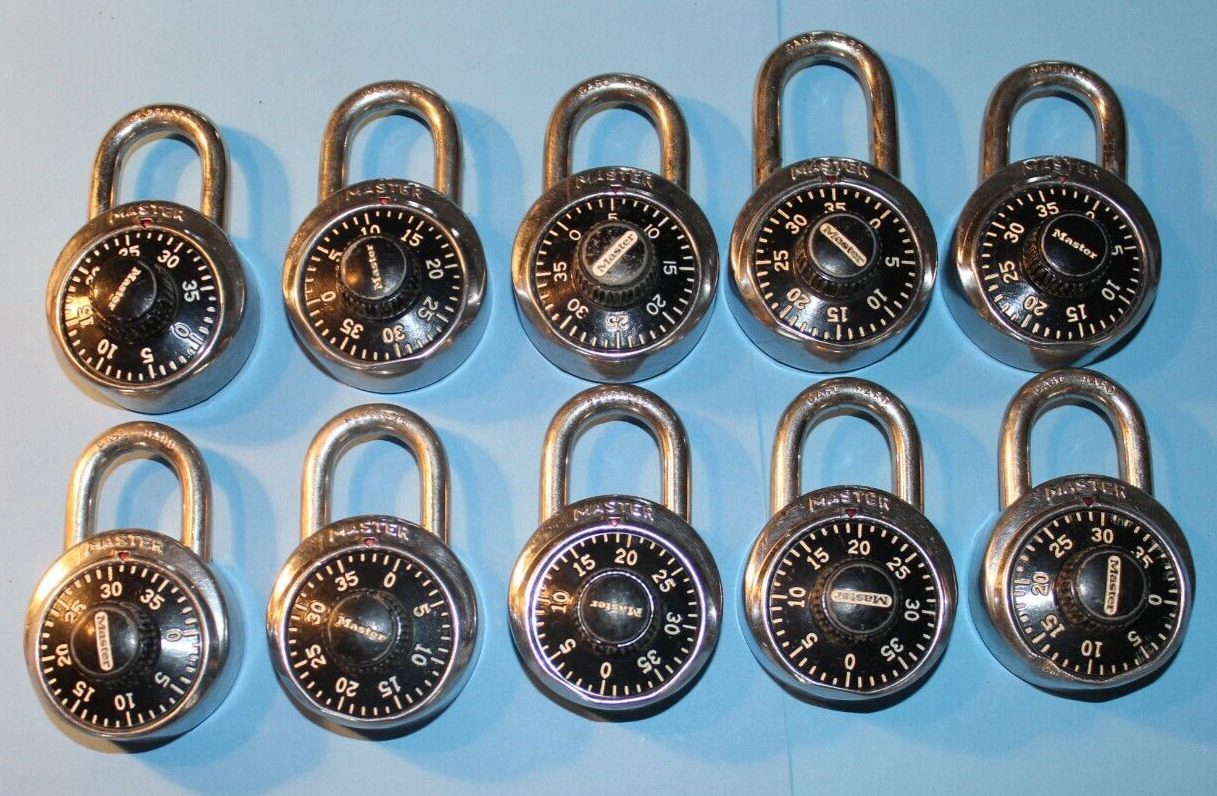 Lot 10 Master Lock Padlock Locksmith Practice No Combination Or Key All Numbered