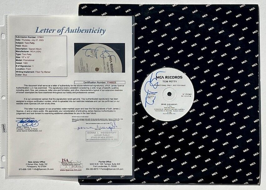 Tom Petty Spike Signed Autograph White Label Promotional Album Record Vinyl JSA