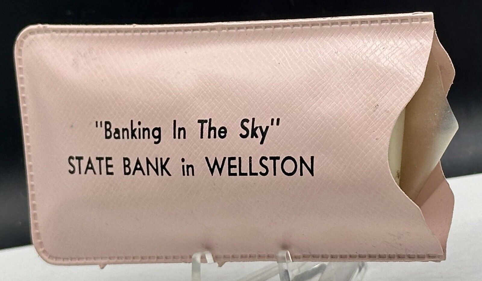 Vintage Banking In The Sky Rain Bonnet W/ Case State Bank In Wellston
