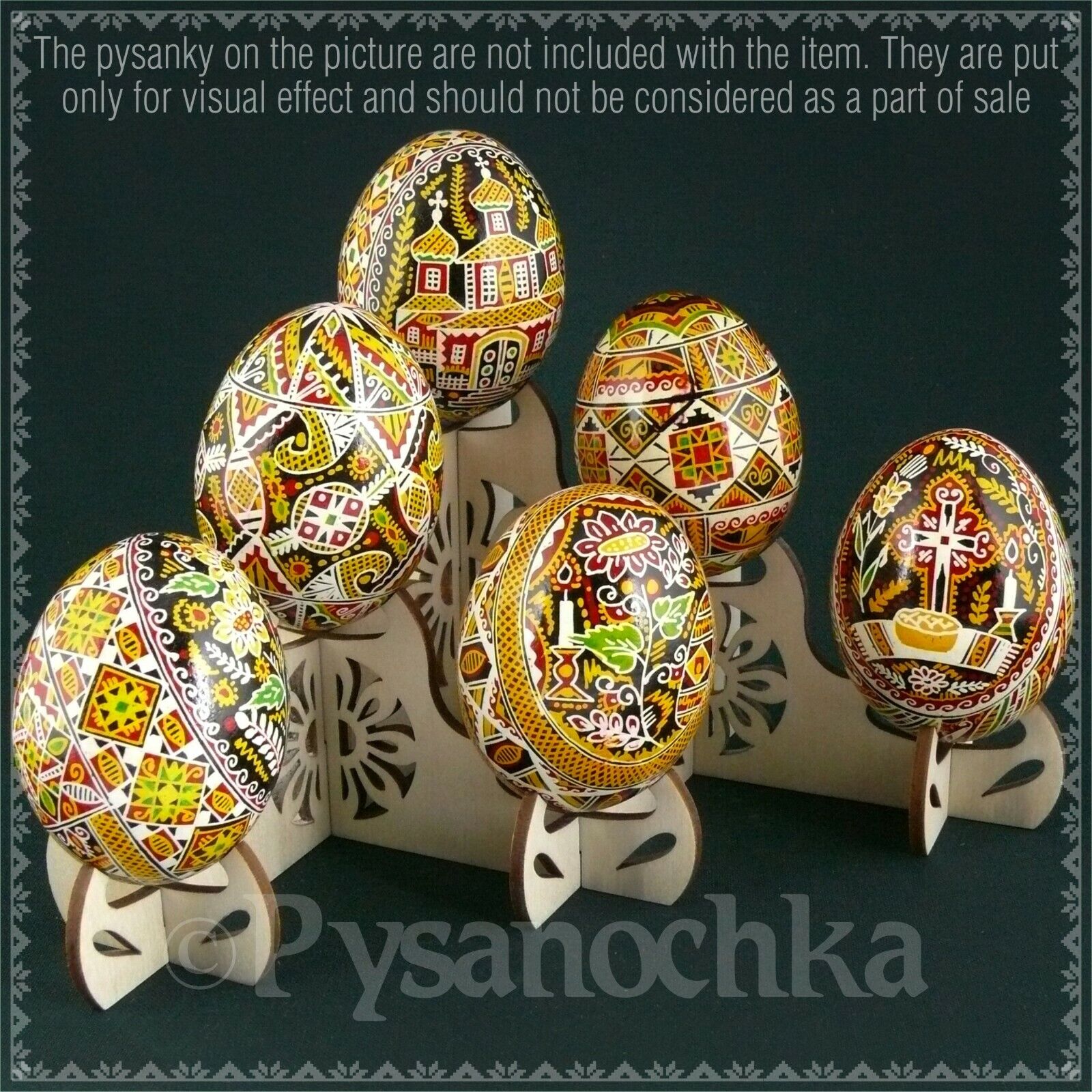 Real plywood pysanka Stand Holder Display for 6 Chicken or Goose Easter Egg. 