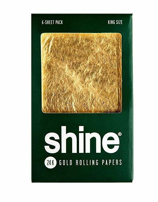 NEW Shine 6-Sheet Pack KING SIZE Rolling Paper 24K 24 Karat Gold 