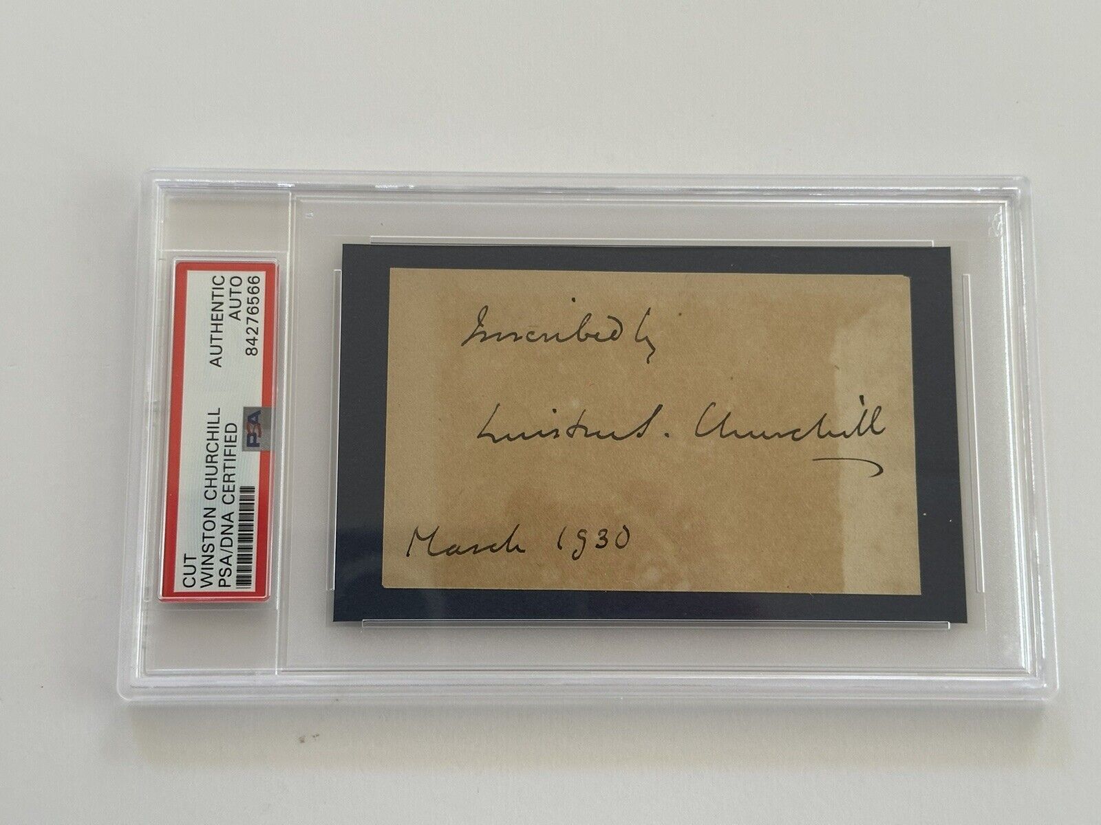 Winston Churchill Autographed Encased PSA Authenticated Dated March 1930