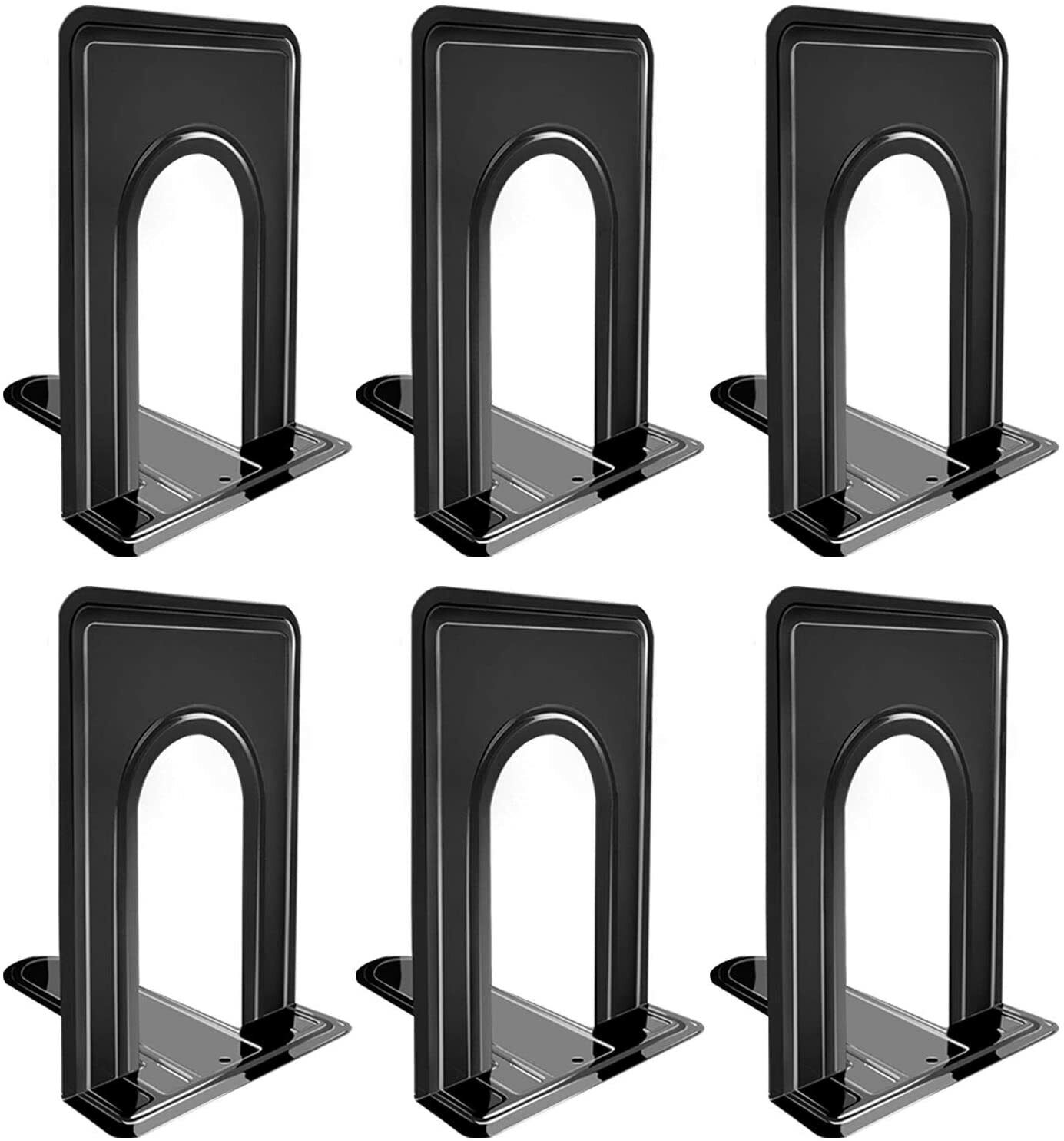 Metal Library Bookends Book Support Organizer Bookends Shelves Office 6 Piece