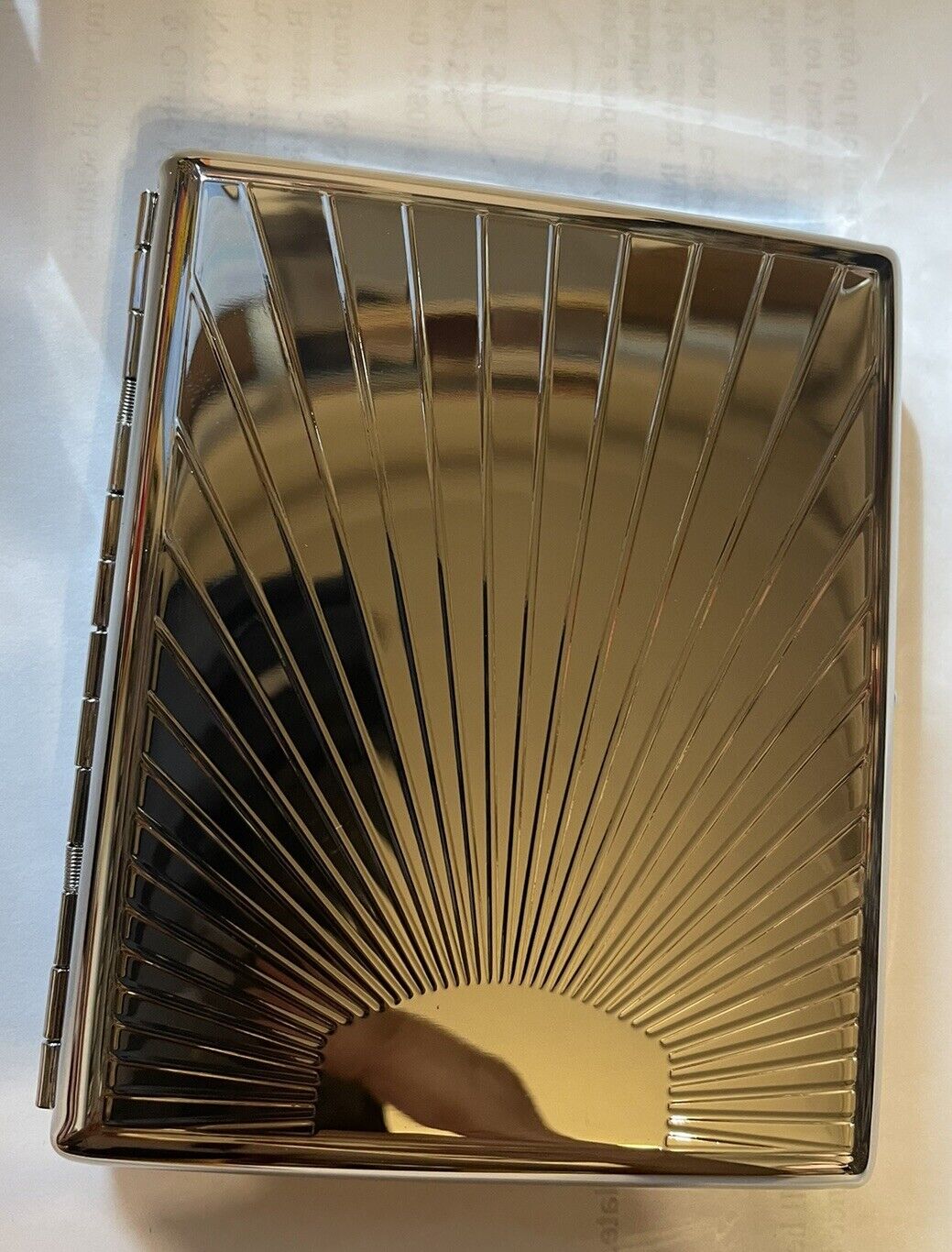Art Deco Silver Sunbeam 2-clip 100s Cigarette Case Business Credit Card Holder