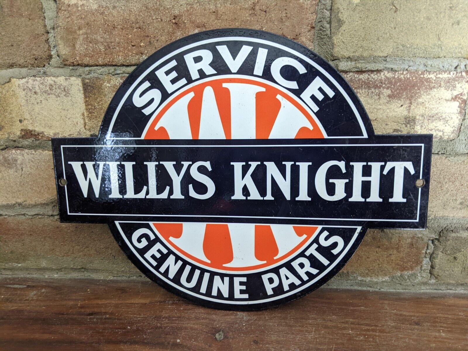 VINTAGE WILLYS KNIGHT PARTS & SERVICE PORCELAIN ADVERTISING SIGN 12