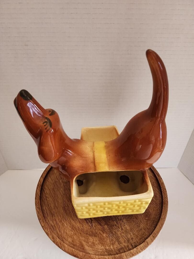 1950s Dachshund Dog Novelty Planter Weiner Art Pottery Mid Century 