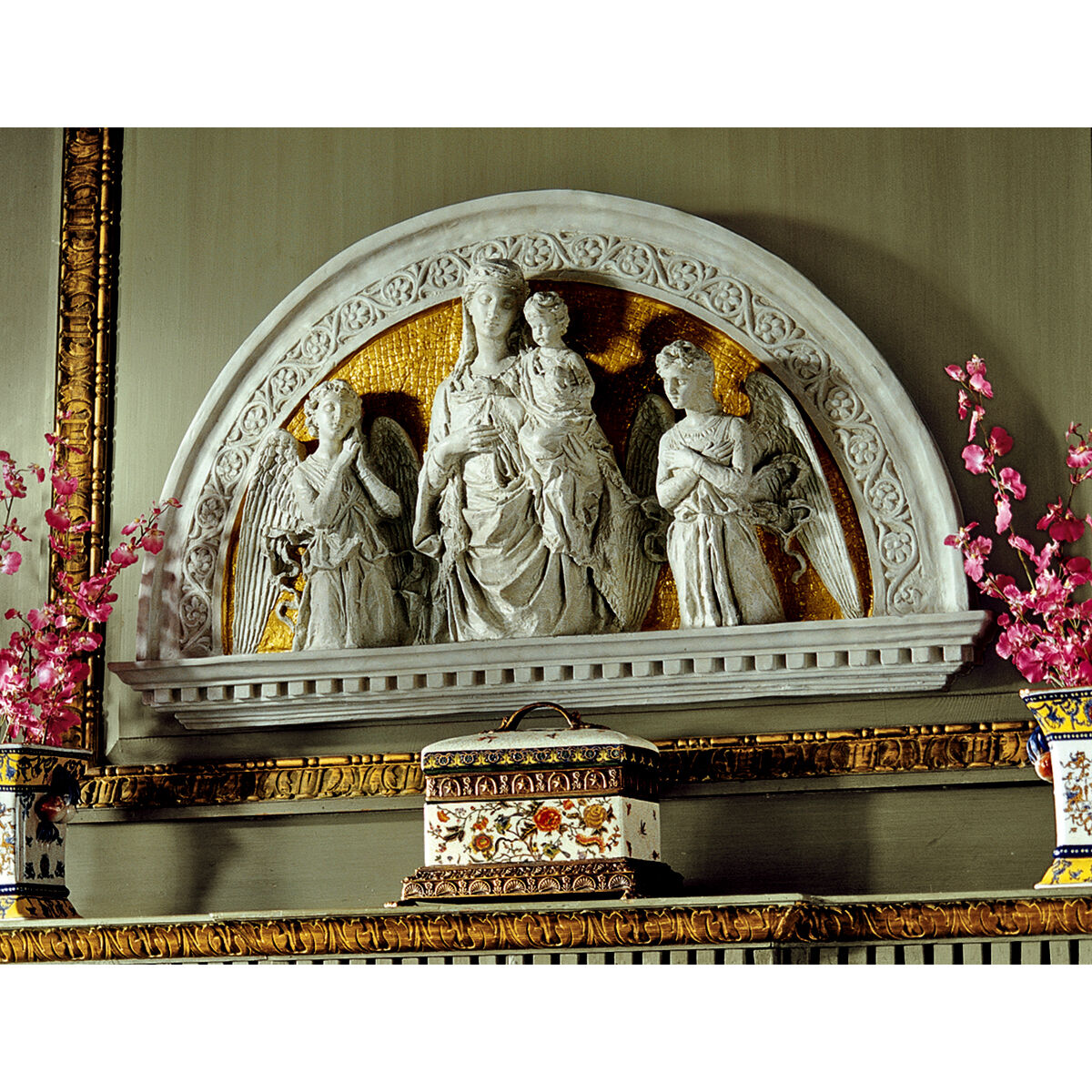 Renaissance Replica Madonna and Child Christian Wall Door Pediment Lunetta