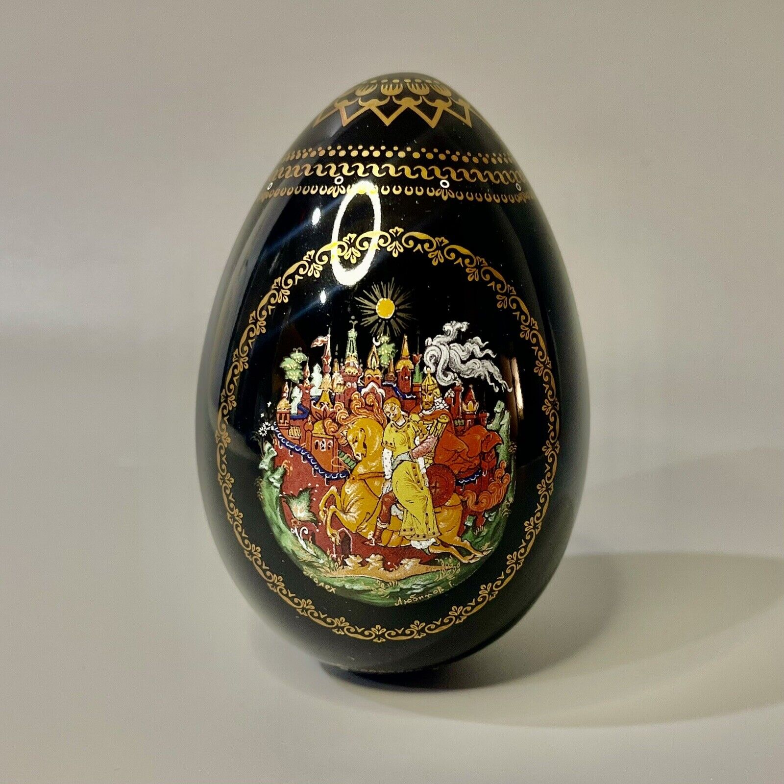 Vintage Russian ( Ukrainian) Fairytale Egg “Ruslan And Ludmila” 24-karat-gold