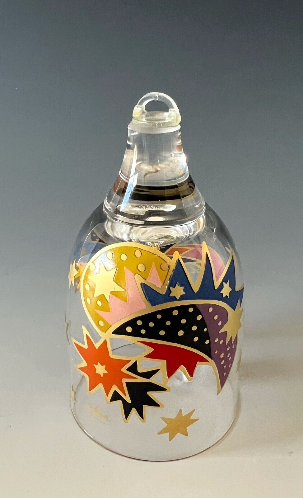 Rosenthal Crystal Glass Bell Brigitte Doege Stars Moon Germany Multicolor Vtg