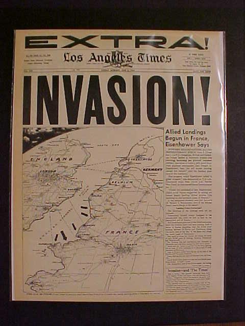 VINTAGE NEWSPAPER HEADLINES~ WORLD WAR 2 GERMAN FRANCE D-DAY INVASION WWII  1944