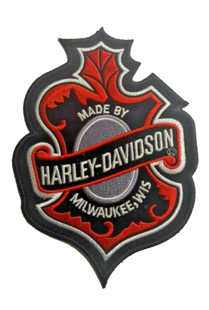 HARLEY DAVIDSON OAK LEAF PATCH MADE IN WISCONSIN 7X5 INCH IRON ON BIKER PATCH