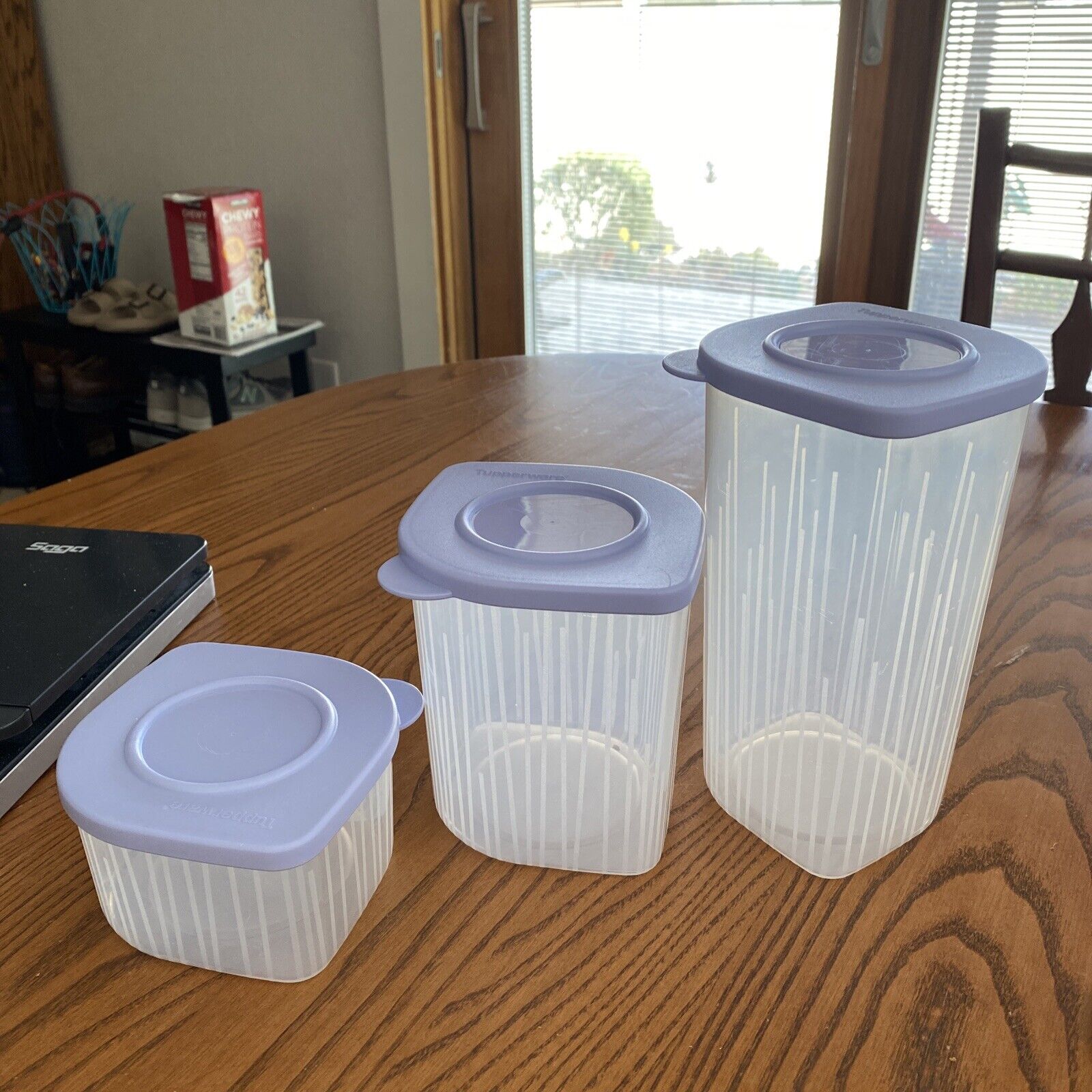 Tupperware FRESH N COOL Set/3 Sm Med & Lg Keeper Containers w/ Blueberry Seals