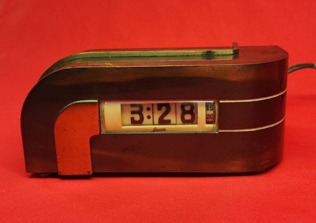Rare Deco Lawson Model P 40 Style 304 Zephyr Copper Brass  Digital Clock C. 1934