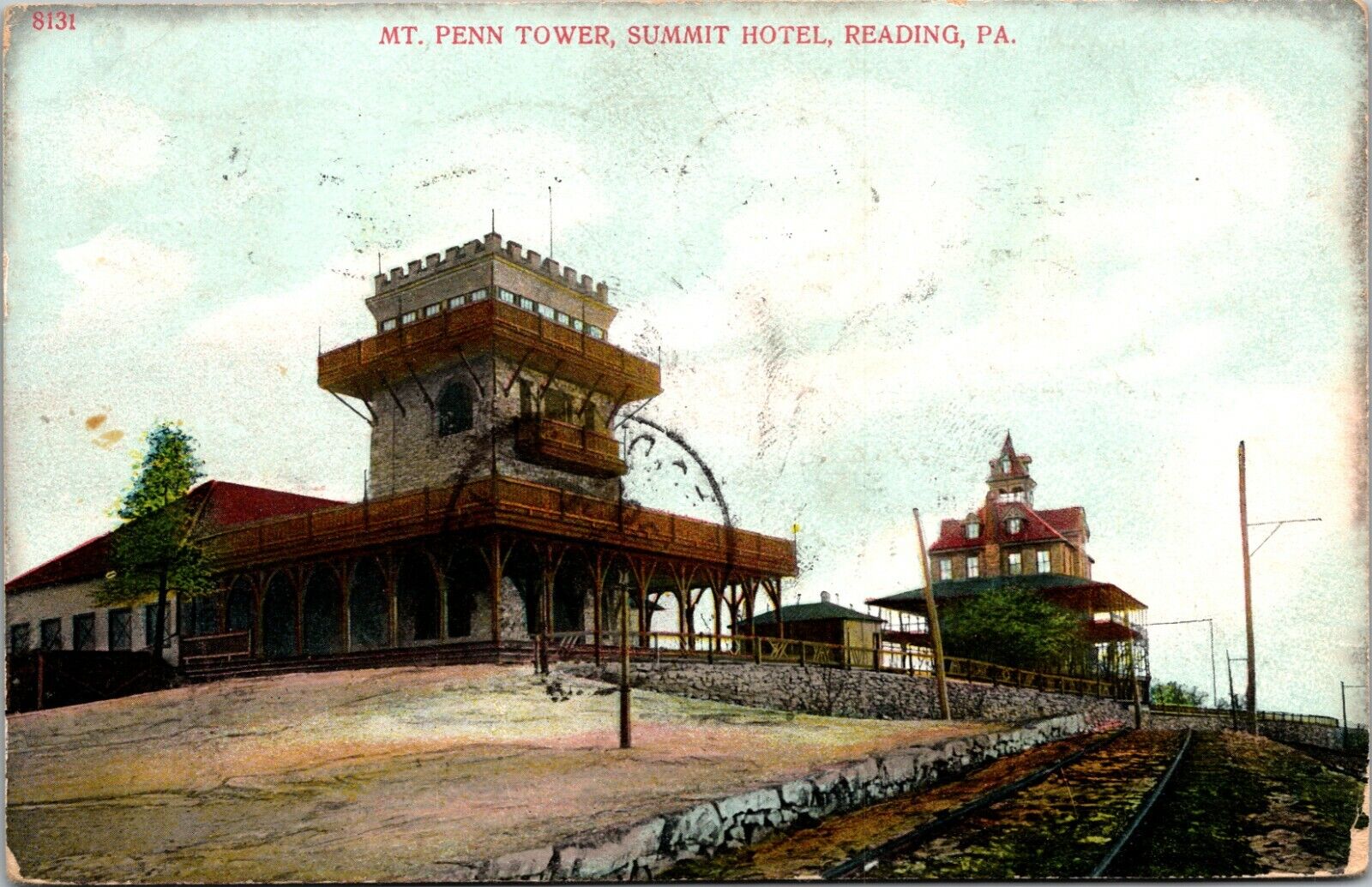 ANTIQUE POSTCARD TOWER AND HOTEL ON MOUNT PENN READING PA 