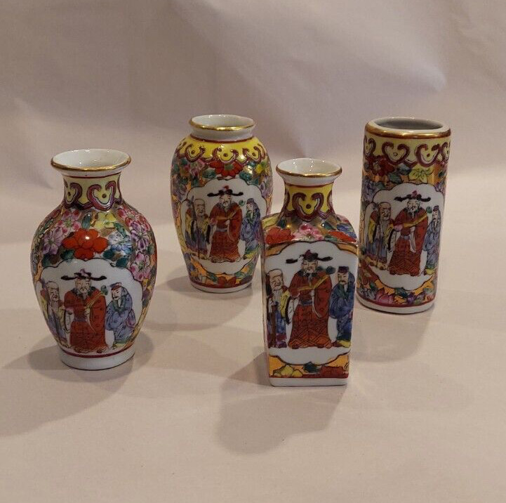 Vintage Miniature Chinese Porcelain Vase Hand Painted Antique Bottles Vases