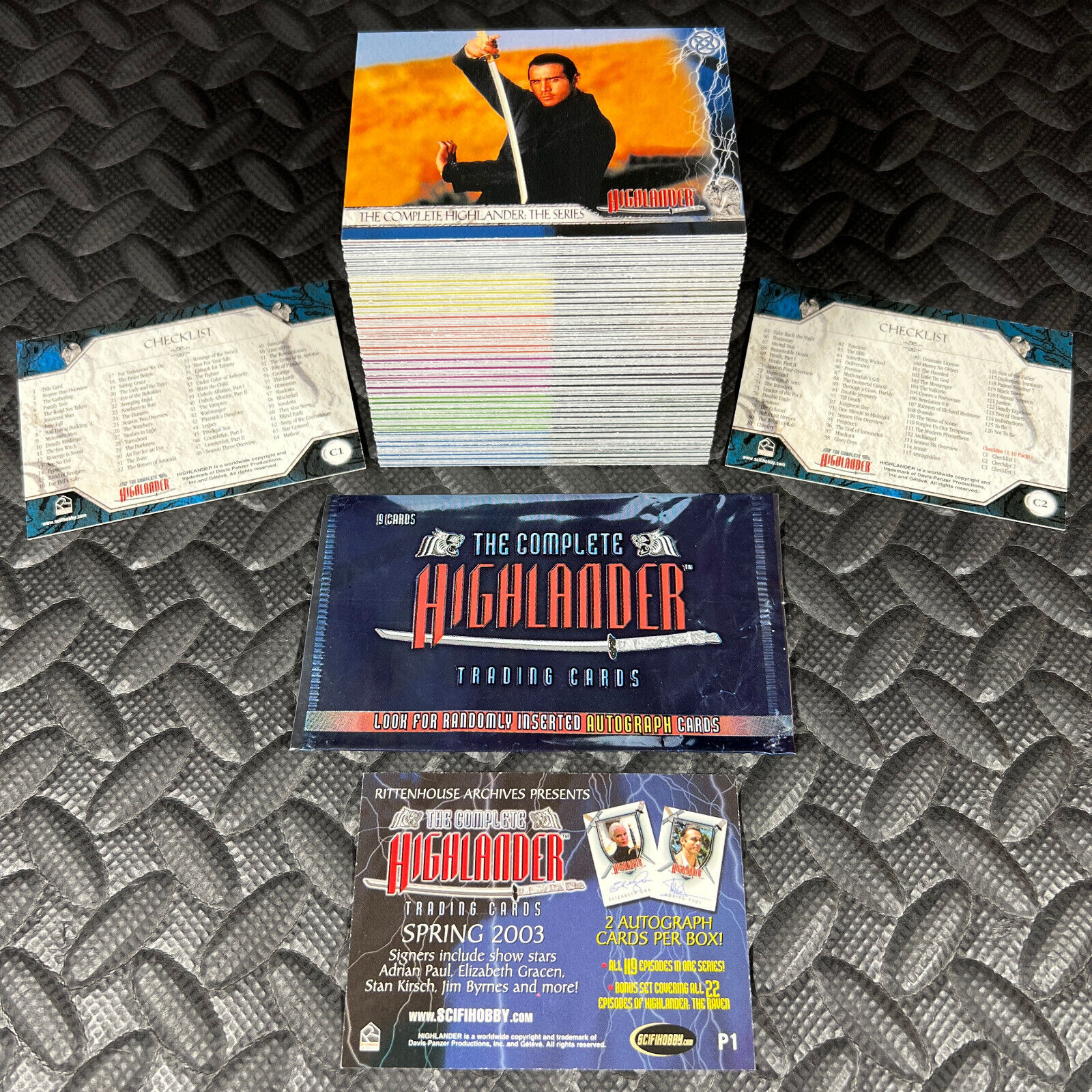 THE COMPLETE HIGHLANDER SERIES 129-TRADING CARDS SET 2003 RITTENHOUSE+WRAPPER+P1