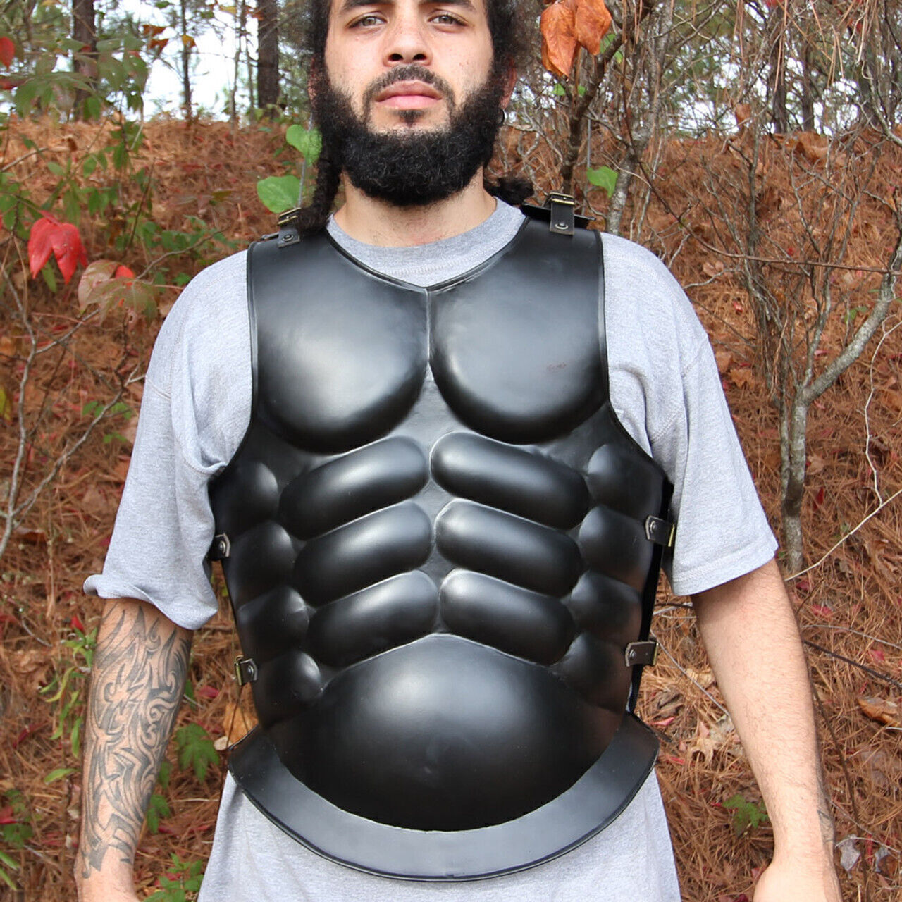 Medieval Roman Greek Muscle Armor Cuirass LARP Halloween Costume Black