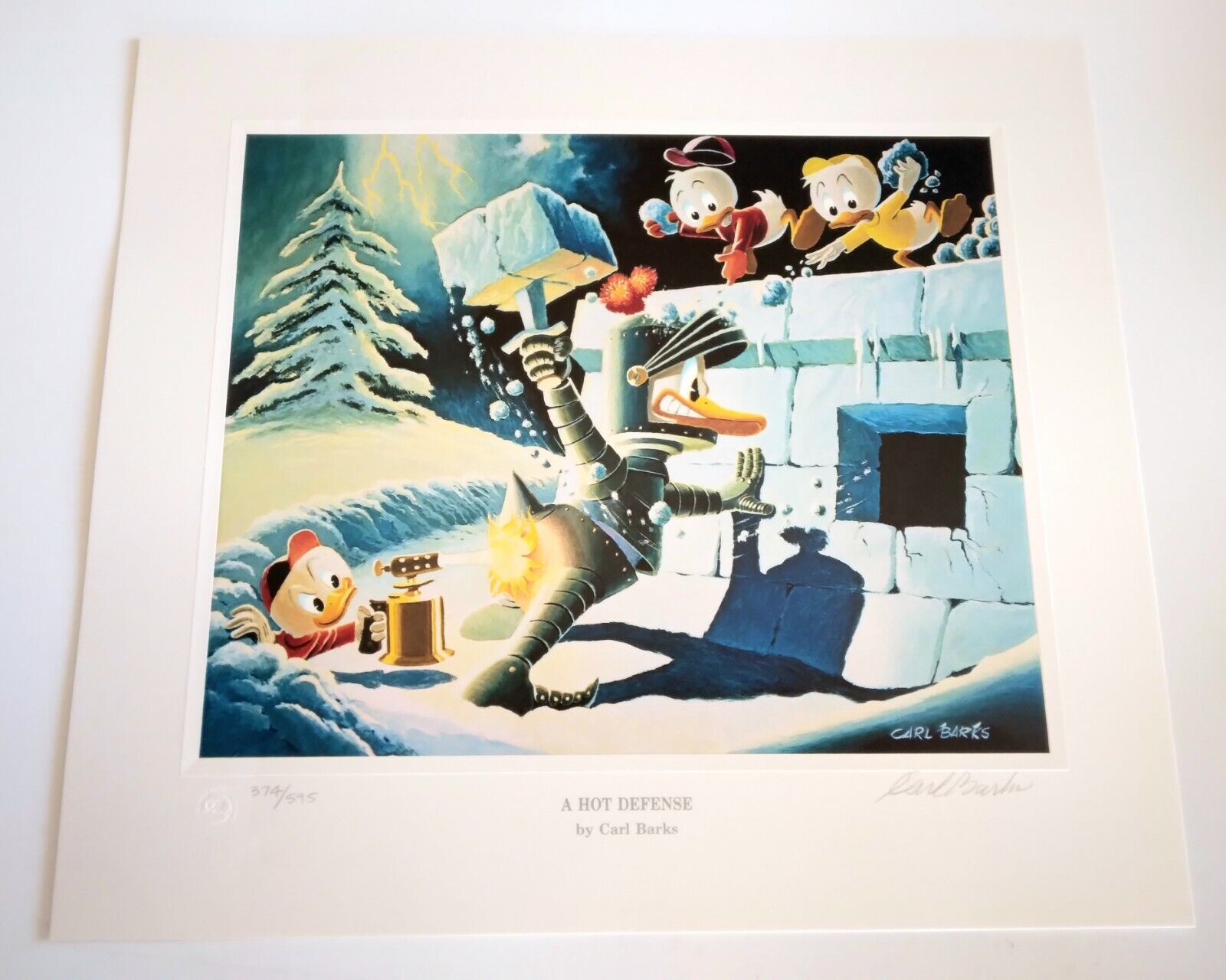 Carl Barks Lithograph A HOT DEFENSE  374/595 Signed Donald Walt Disney 
