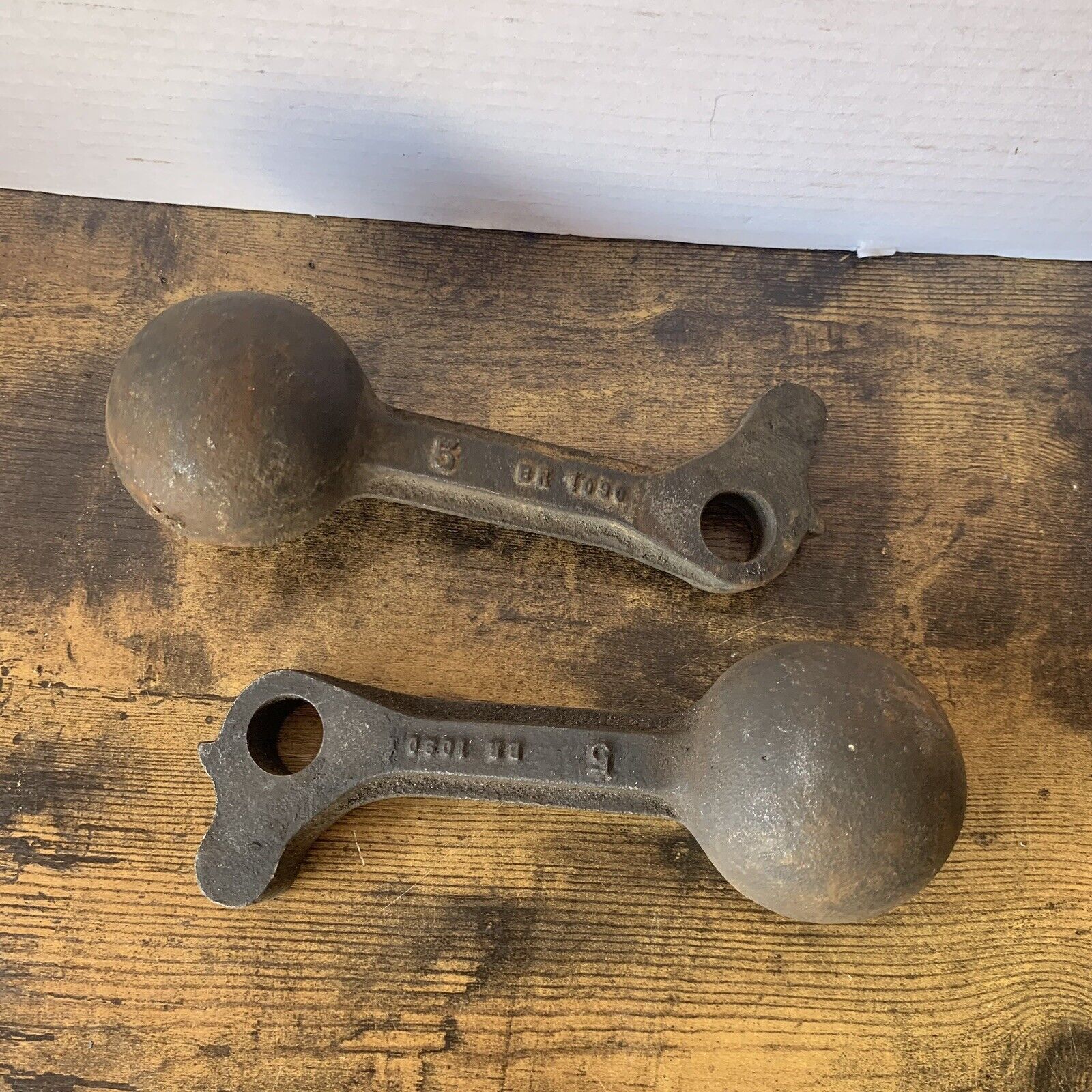 2 Antique PRIME-MILW BR 1090 7” Locomotive Cast Iron Bell Clappers - Very Rare