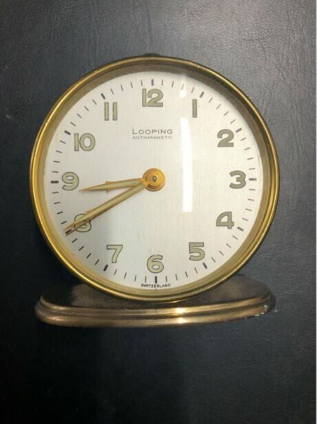Looping Vintage Travel Alarm Clock Antimagnetic Swiss Made VINTAGE RARE