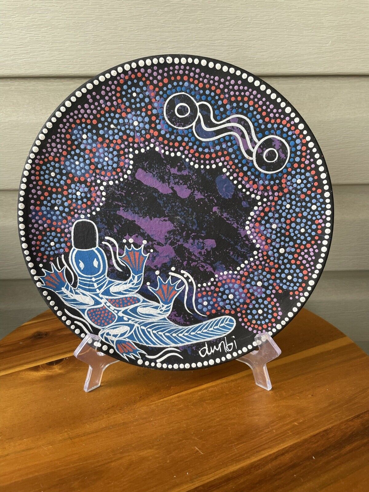 Australian Platypus Mandala Dot Style Hand Painted Art Pottery Decorative Plate