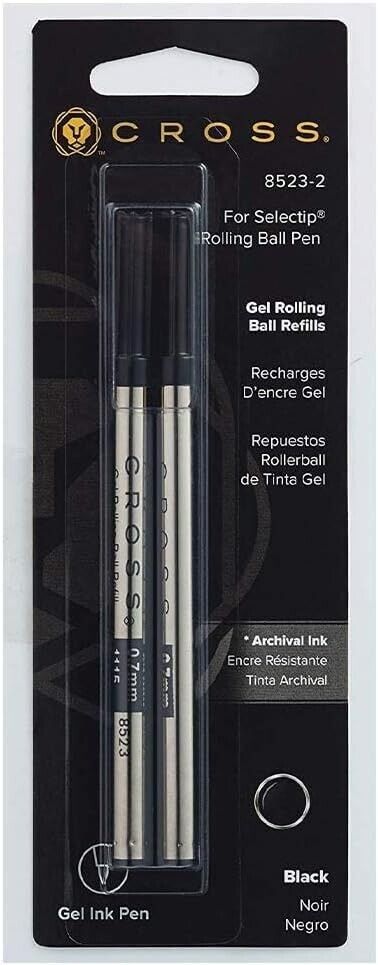 Cross Rollerball Selectip Gel Pen Refills Black Medium 2 Refills #8523