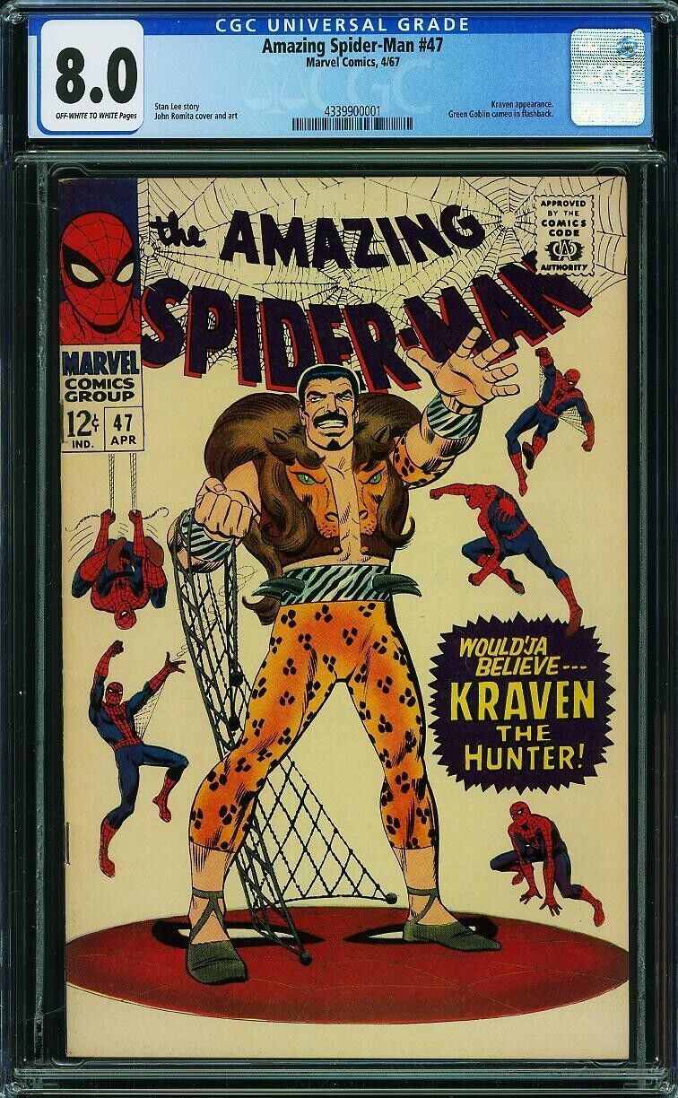 AMAZING SPIDER-MAN #47 CGC 8.0 OW-W MARVEL COMICS 1967 - EARLY KRAVEN APPEARANCE
