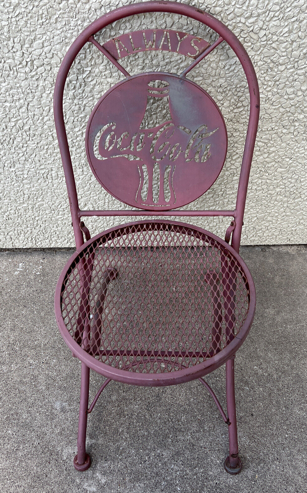 1993 Vintage Always Coke Coca Cola Metal Weathered Red Outdoor Folding Chair ￼