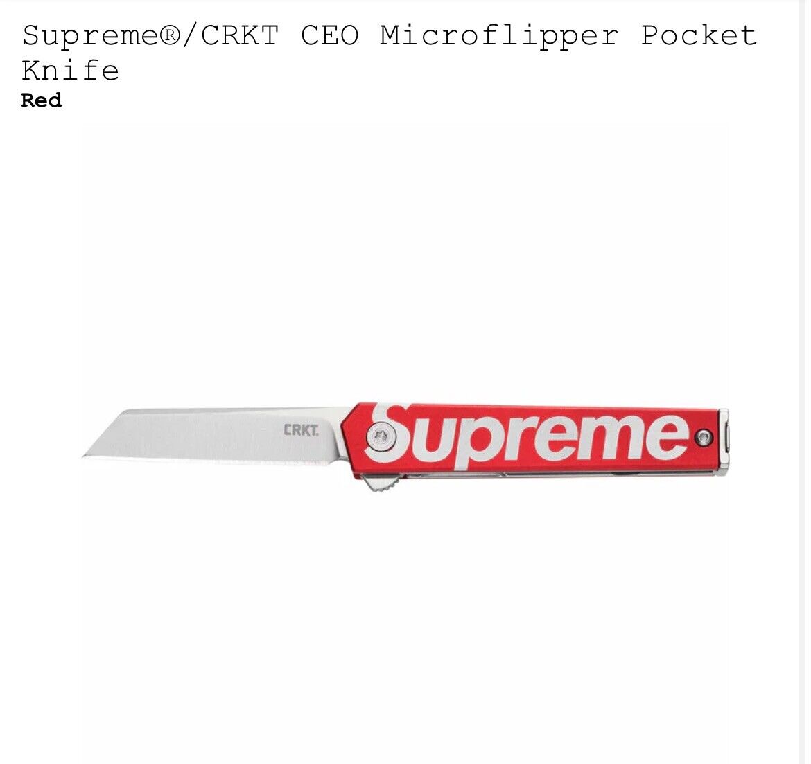 Supreme CRKT CEO Microflipper Pocket Knife Red EDC New York 